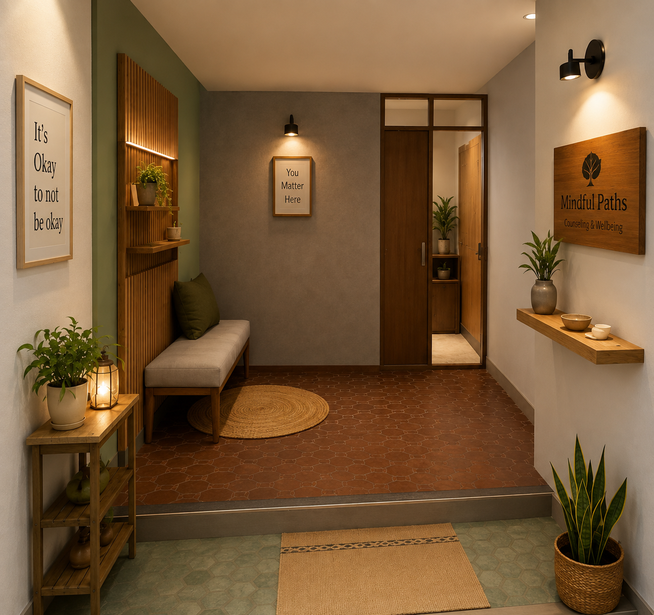 Moumi Mind Care counselling space in Rasipuram — a warm and welcoming environment
